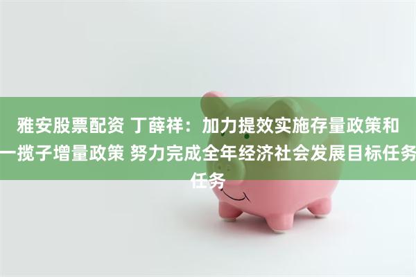 雅安股票配资 丁薛祥：加力提效实施存量政策和一揽子增量政策 努力完成全年经济社会发展目标任务