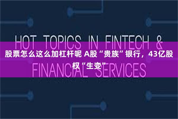 股票怎么这么加杠杆呢 A股“贵族”银行，43亿股权“生变”