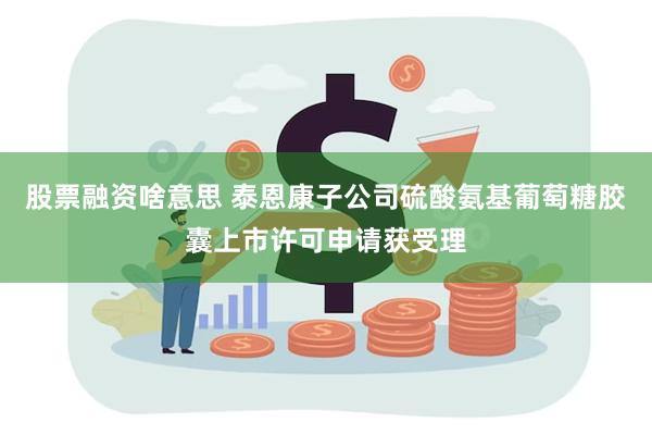 股票融资啥意思 泰恩康子公司硫酸氨基葡萄糖胶囊上市许可申请获受理